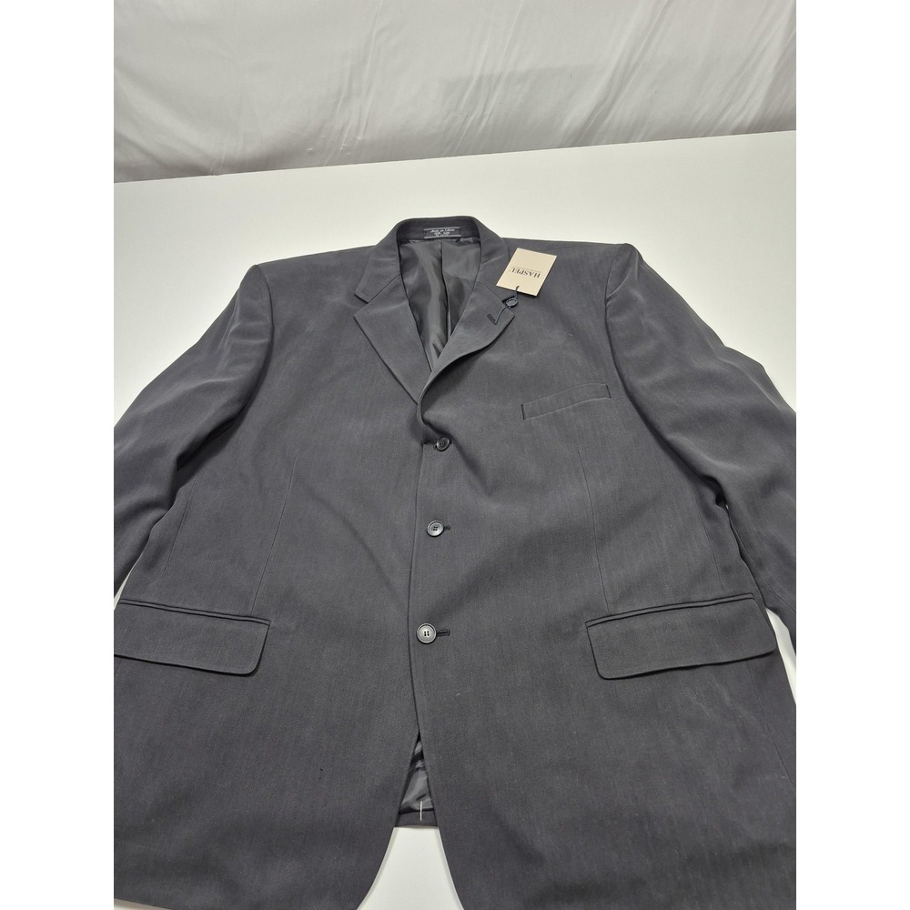 Haspel Suit Jacket Mens 52R Gray 100% Silk Herringbone 3 Button NWT FLAW